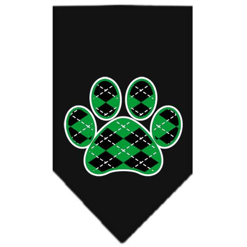 Argyle Paw Green Screen Print Bandana Black Large