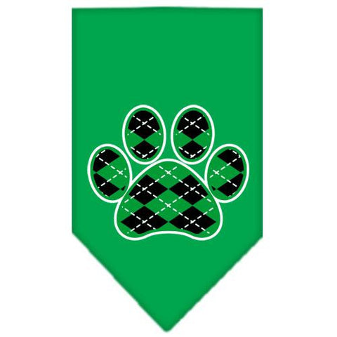 Argyle Paw Green Screen Print Bandana Emerald Green Large