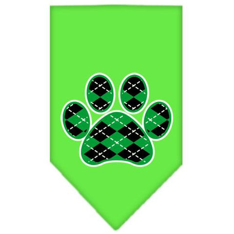 Argyle Paw Green Screen Print Bandana Lime Green Large