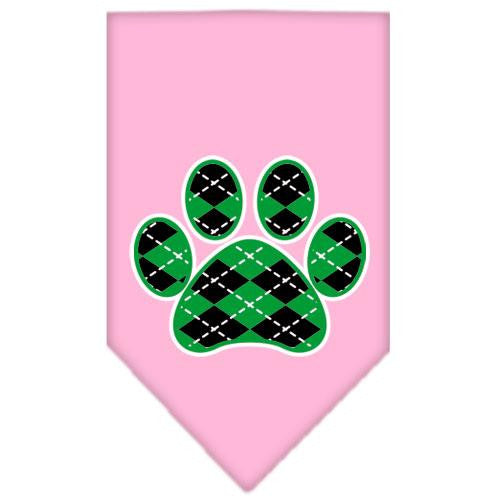 Argyle Paw Green Screen Print Bandana Light Pink Large