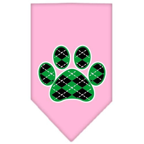 Argyle Paw Green Screen Print Bandana Light Pink Large