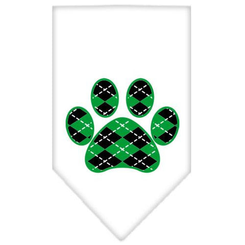 Argyle Paw Green Screen Print Bandana White Large