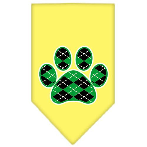 Argyle Paw Green Screen Print Bandana Yellow Large