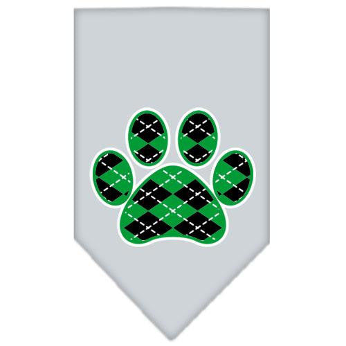 Argyle Paw Green Screen Print Bandana Grey Small