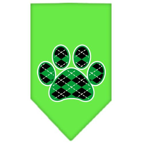 Argyle Paw Green Screen Print Bandana Lime Green Small