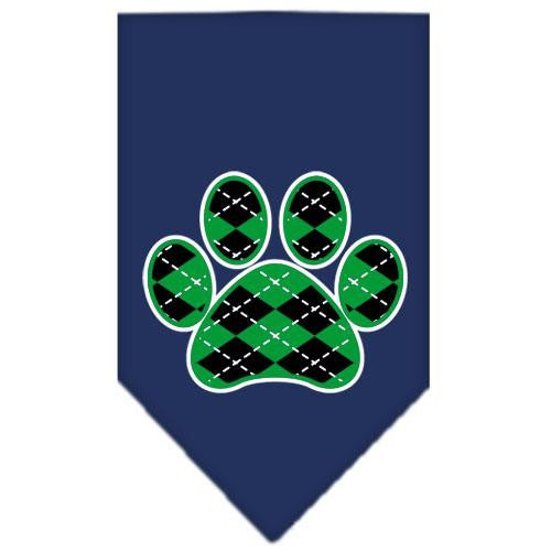 Argyle Paw Green Screen Print Bandana Navy Blue Small