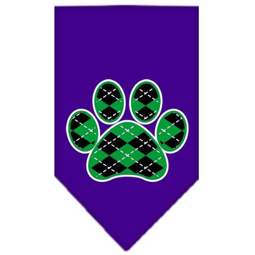 Argyle Paw Green Screen Print Bandana Purple Small