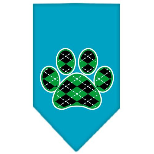 Argyle Paw Green Screen Print Bandana Turquoise Small