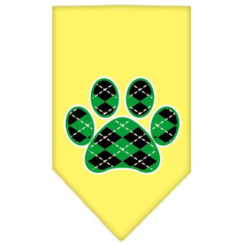 Argyle Paw Green Screen Print Bandana Yellow Small