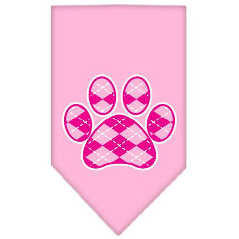 Argyle Paw Pink Screen Print Bandana Light Pink Large