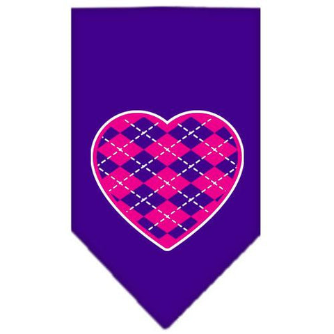 Argyle Paw Pink Screen Print Bandana Purple Large