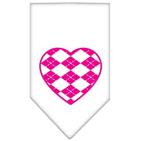 Argyle Paw Pink Screen Print Bandana White Large