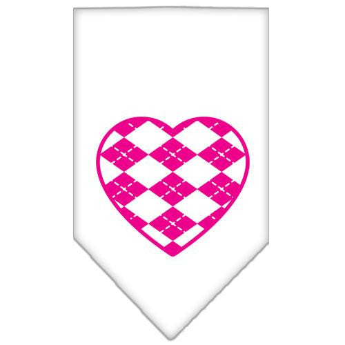 Argyle Paw Pink Screen Print Bandana White Small