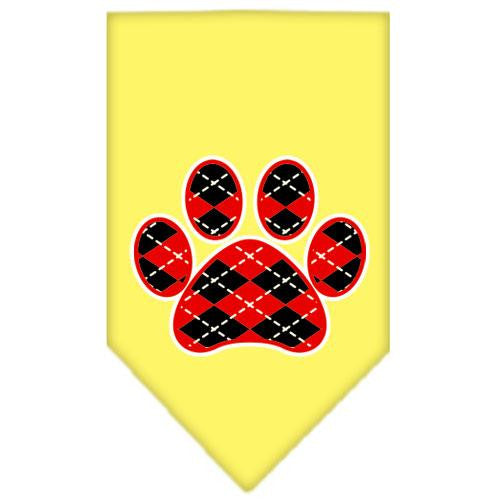 Argyle Paw Red Screen Print Bandana Yellow Large