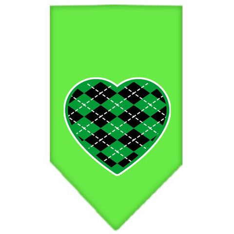 Argyle Heart Green Screen Print Bandana Lime Green Large