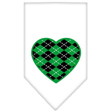 Argyle Heart Green Screen Print Bandana White Large