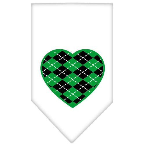 Argyle Heart Green Screen Print Bandana White Small