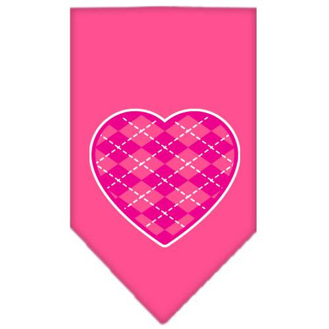 Argyle Heart Pink Screen Print Bandana Bright Pink Large