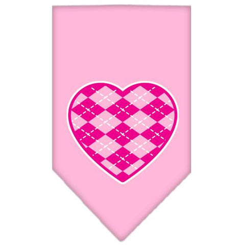 Argyle Heart Pink Screen Print Bandana Light Pink Large