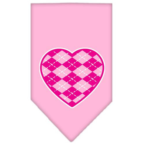 Argyle Heart Pink Screen Print Bandana Light Pink Small