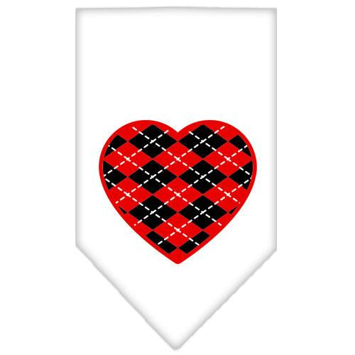 Argyle Heart Red Screen Print Bandana White Large