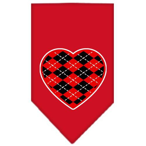 Argyle Heart Red Screen Print Bandana Red Small