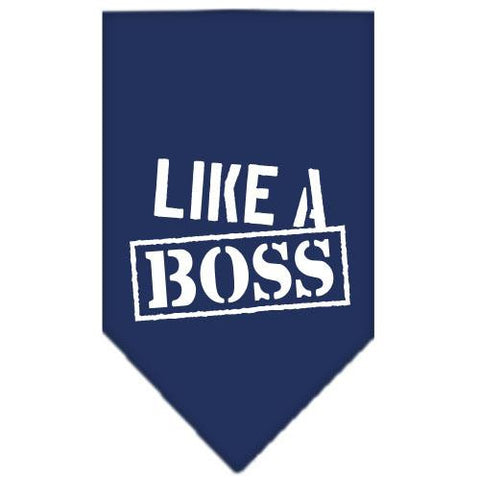 Like a Boss Screen Print Bandana Navy Blue Small