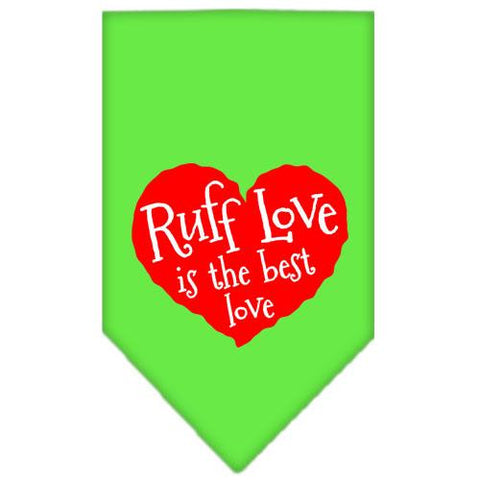 Ruff Love Screen Print Bandana Lime Green Large