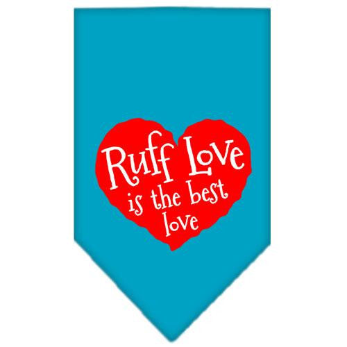 Ruff Love Screen Print Bandana Turquoise Large