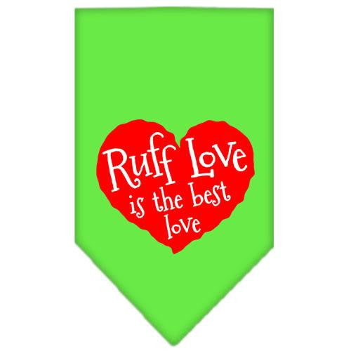 Ruff Love Screen Print Bandana Lime Green Small