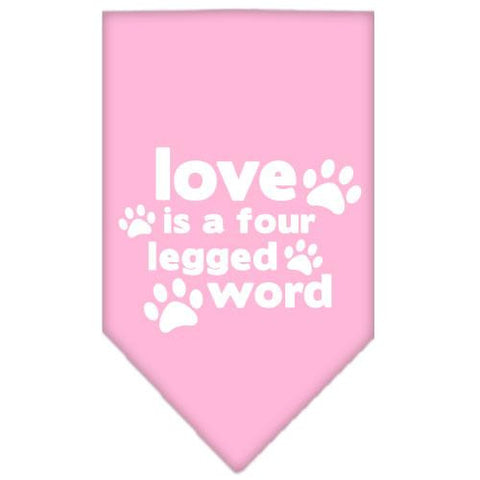 Love is a Four Leg Word Screen Print Bandana Light Pink Small