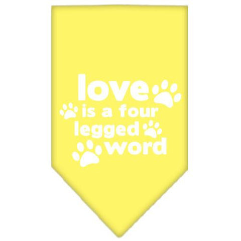 Love is a Four Leg Word Screen Print Bandana Yellow Small