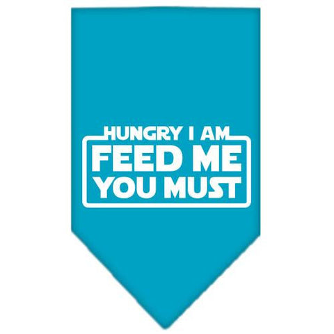 Hungry I Am Screen Print Bandana Turquoise Small