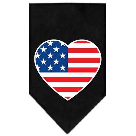 American Flag Heart Screen Print Bandana Black Small