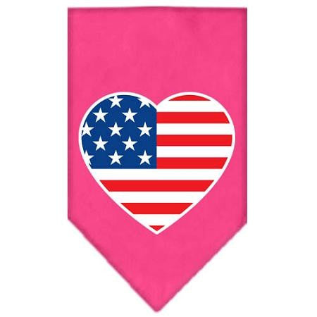 American Flag Heart Screen Print Bandana Bright Pink Small