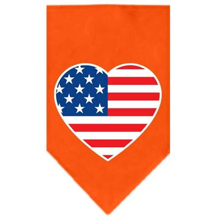 American Flag Heart Screen Print Bandana Orange Small