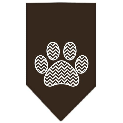 Chevron Paw Screen Print Bandana Brown Small