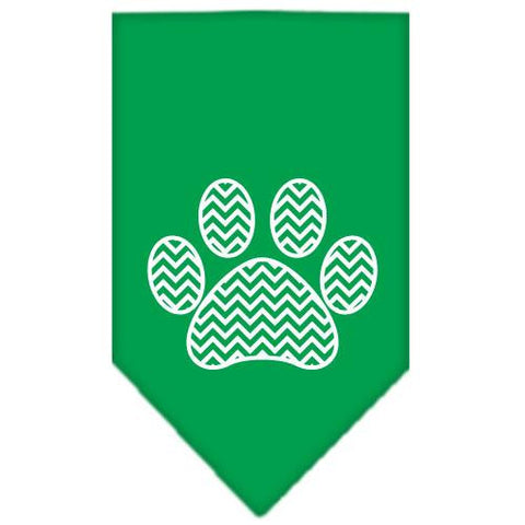 Chevron Paw Screen Print Bandana Emerald Green Small