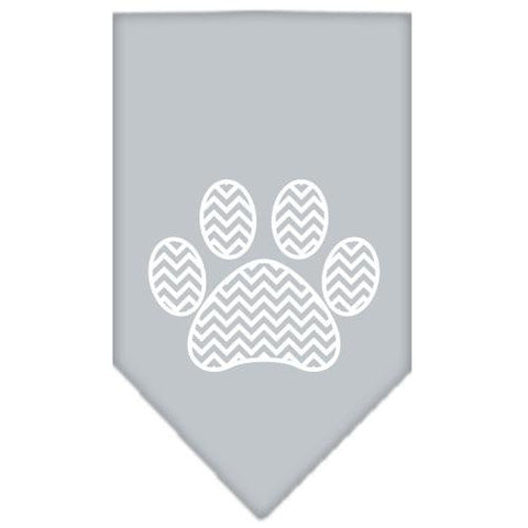 Chevron Paw Screen Print Bandana Grey Small