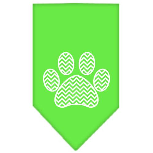 Chevron Paw Screen Print Bandana Lime Green Small