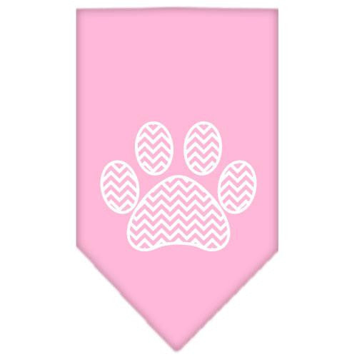 Chevron Paw Screen Print Bandana Light Pink Small