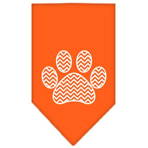 Chevron Paw Screen Print Bandana Orange Small