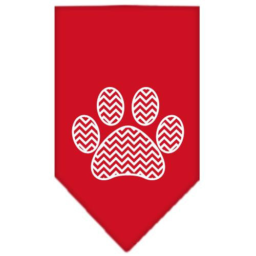 Chevron Paw Screen Print Bandana Red Small