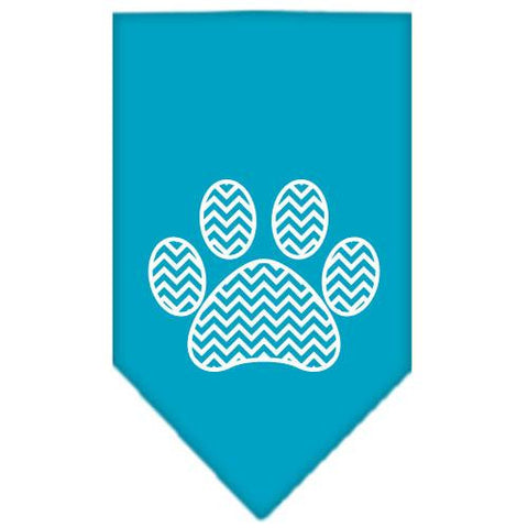 Chevron Paw Screen Print Bandana Turquoise Small