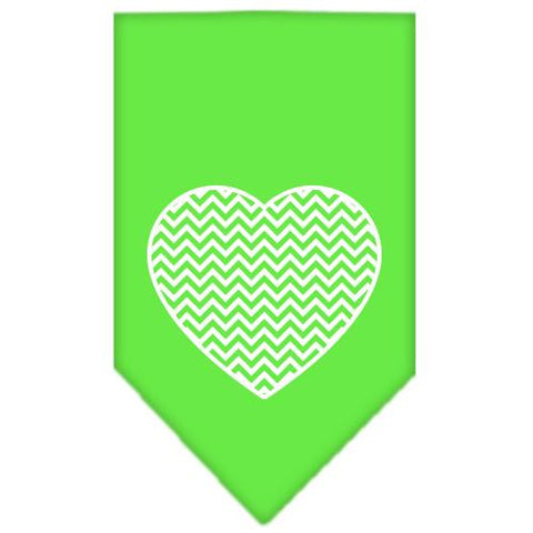 Chevron Heart Screen Print Bandana Lime Green Large