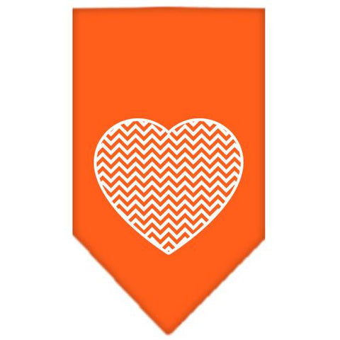 Chevron Heart Screen Print Bandana Orange Large