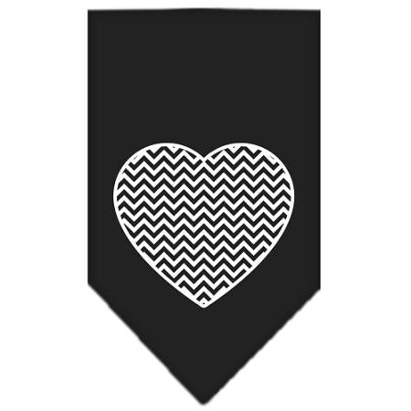 Chevron Heart Screen Print Bandana Black Small