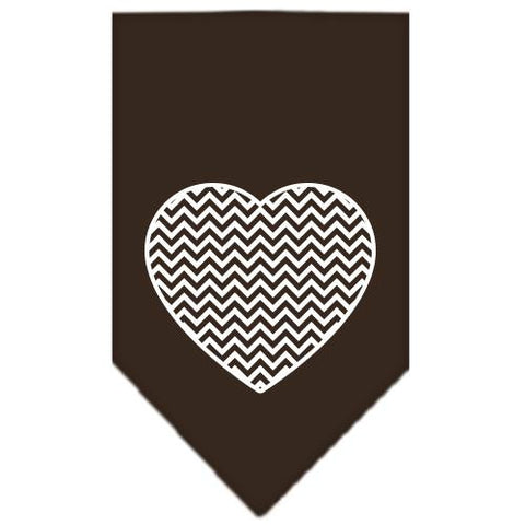 Chevron Heart Screen Print Bandana Brown Small