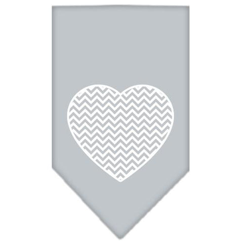 Chevron Heart Screen Print Bandana Grey Small