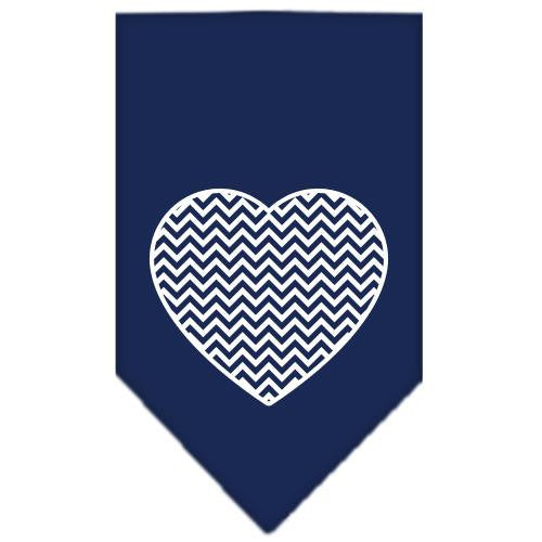 Chevron Heart Screen Print Bandana Navy Blue Small